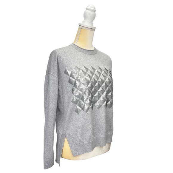 Karen Millen Grey Crewneck Wool Sweater with Sequins Women’s Size Small (6) EUC - Picture 2 of 10
